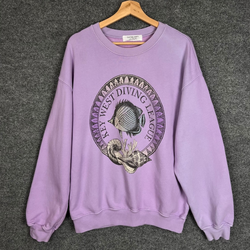 Daydreamer for Free People Sweatshirt oversize Womens M Purple Key West Diving